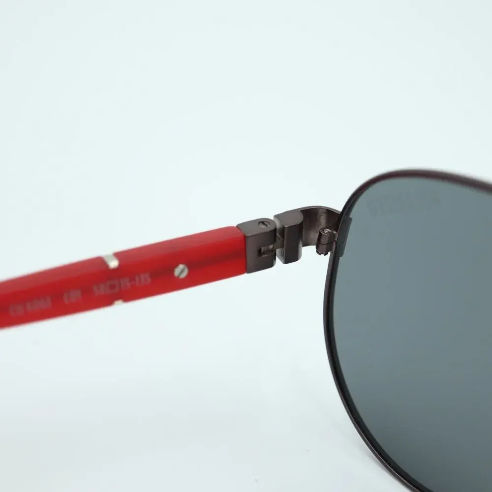 Champion Aviator Sunglasses CU6061 Black Gray Polarized Lens 58mm Red Metal